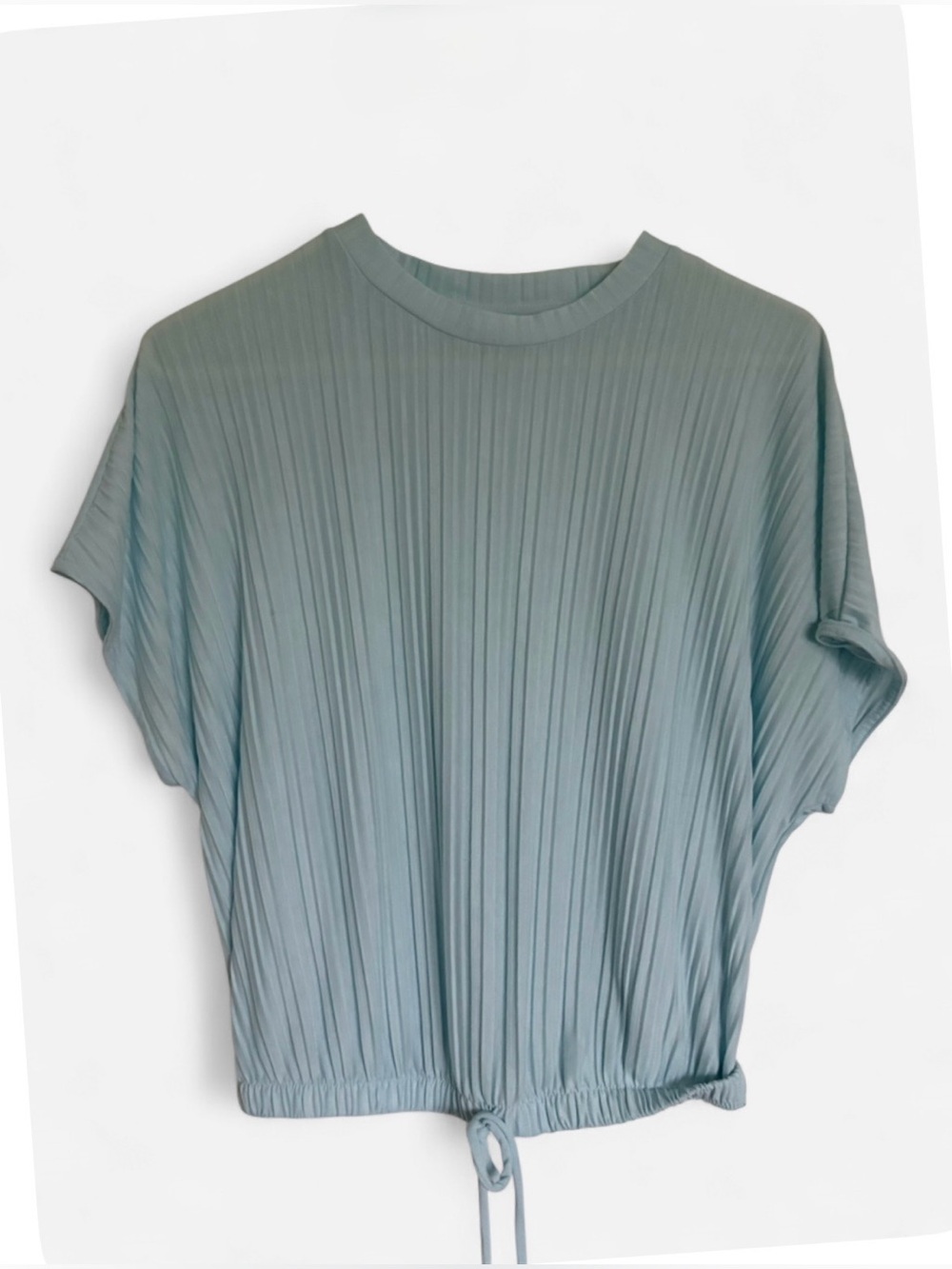 Pleated Short-Sleeve Drawstring Top - Women size XS